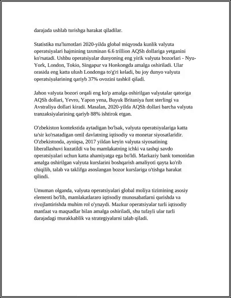 JORIY VA MUDDATLI VALYUTA OPERASIYALARINING TASNIFINI SHAKLLANTIRISH 4