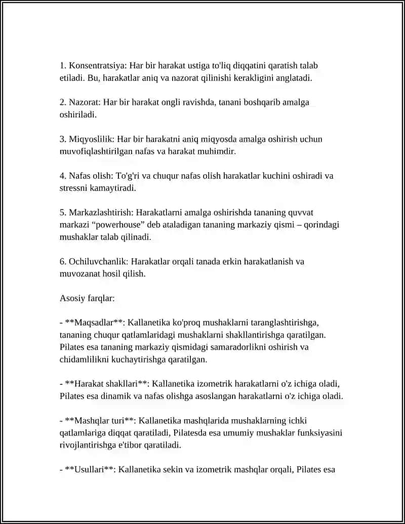 KALLANETIKA, PILATES KABI ZAMANOVIY SOG'LOMLASHTIRISH TURLARI BO'YICHA MASHQLAR 4