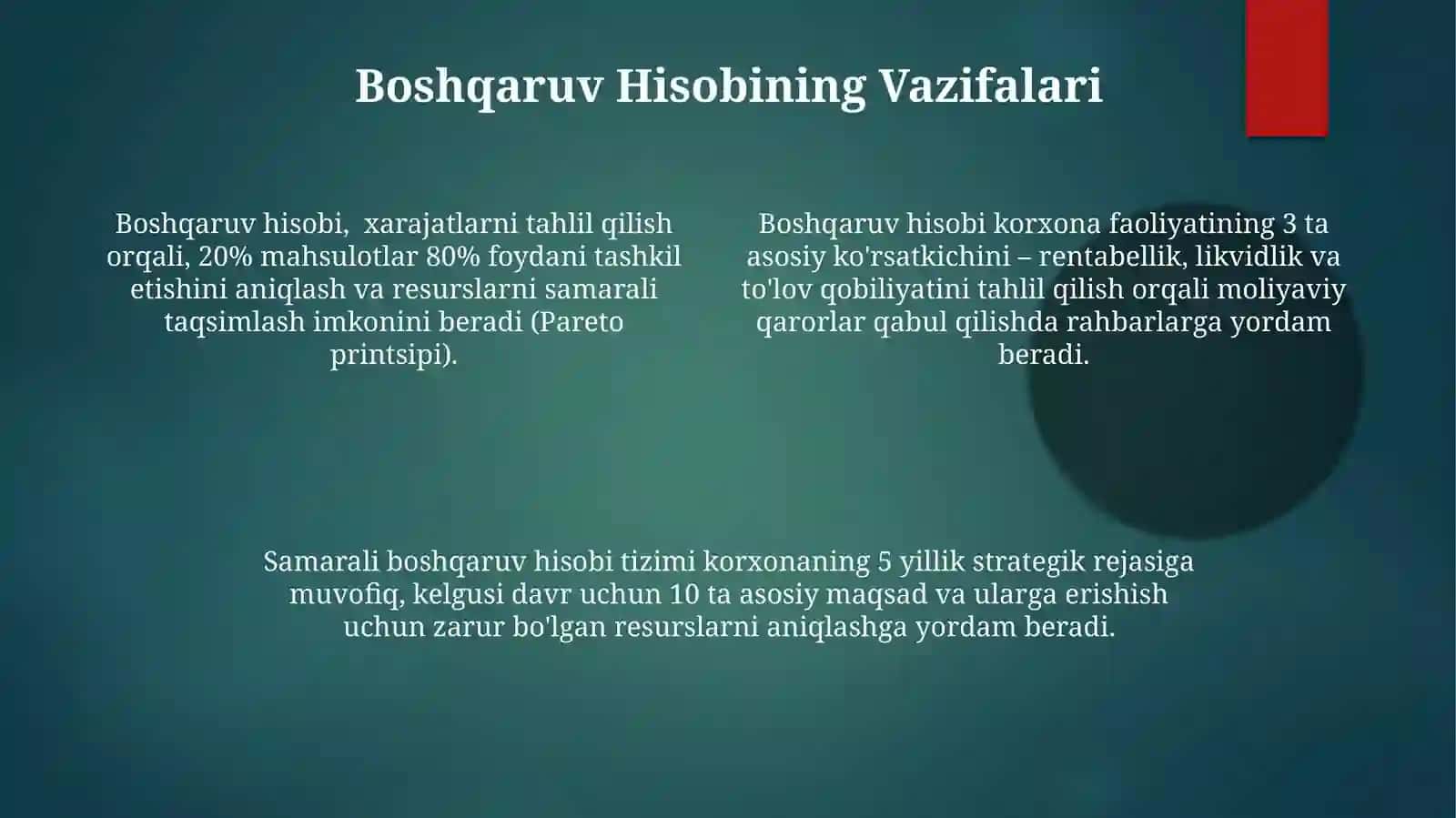 Boshqaruv hisobida xarajatlar hisobini yuritish 4