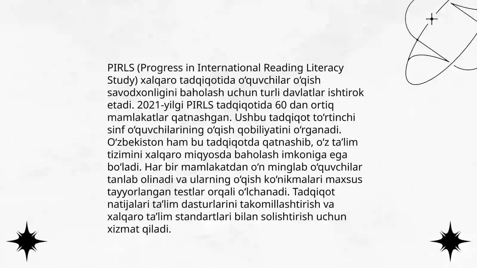 PIRLS xalqaro tadqiqotiga oid yangi matn asosida topshiriqlar ishlab chiqish 4