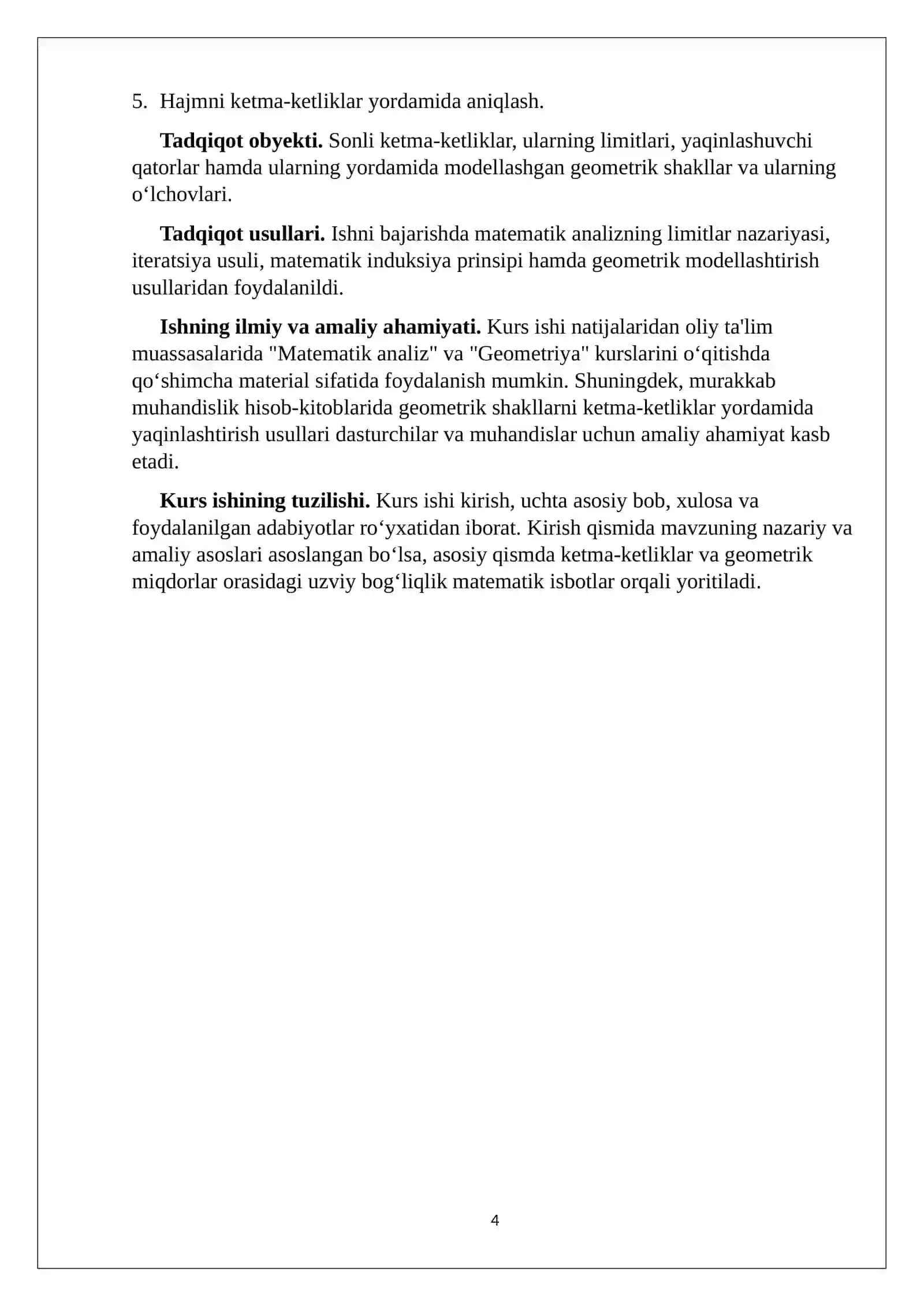 Ketma-ketliklarning geometrik kattaliklarni hisoblashga tadbiqi 4