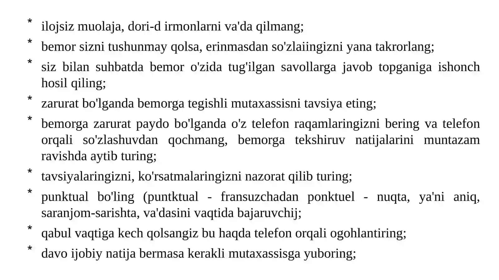 Shifokor va bemor muloqotining psixologik xususiyatlari 4