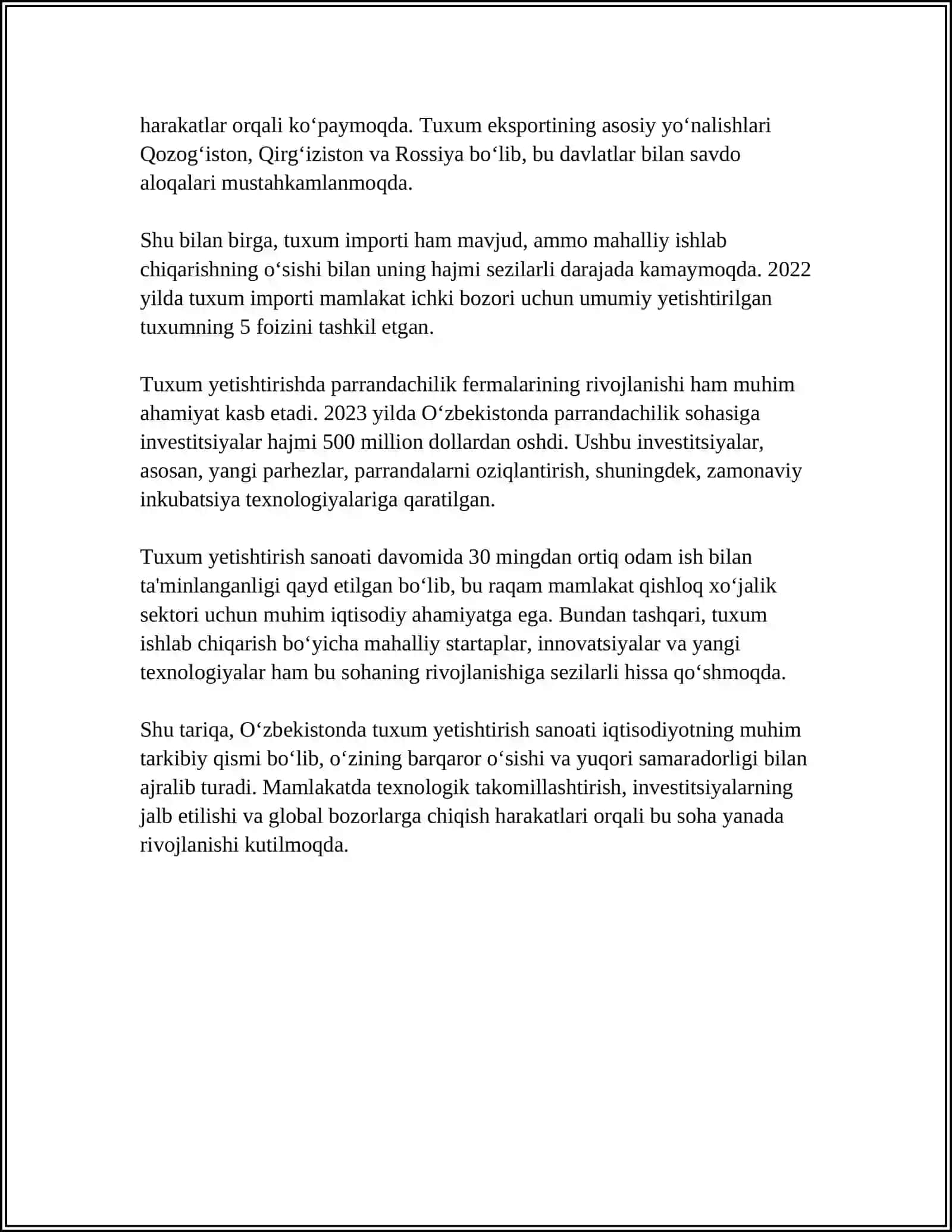 SANOAT ASOSIDA TUXUM YETISHTIRISH STRATEGIYASI 4