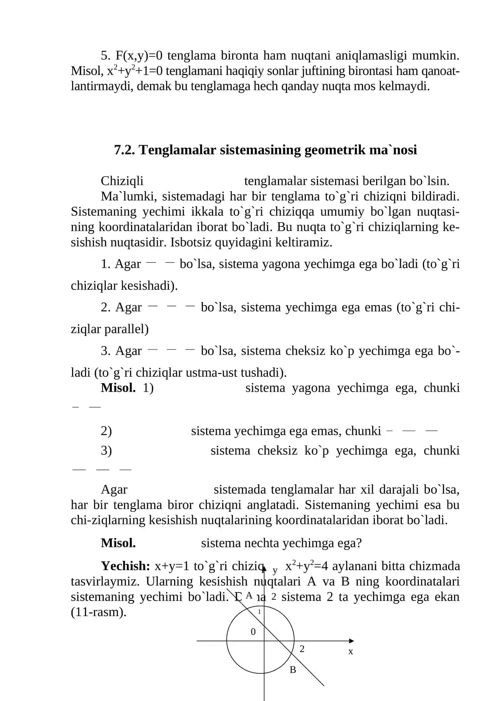 IKKI VA UCH NOMA'LUMLI CHZIQILI TENGLAMALAR SISTEMASI, KRAMER FOMULALARI 4