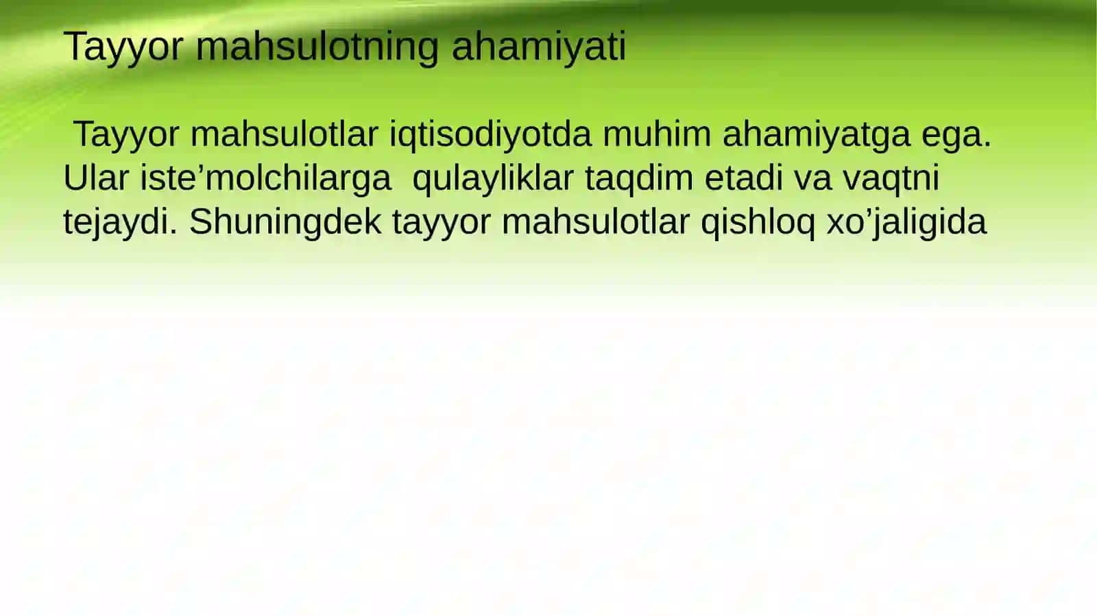Tayyor mahsulotlarni turkumlash va baholash. 4