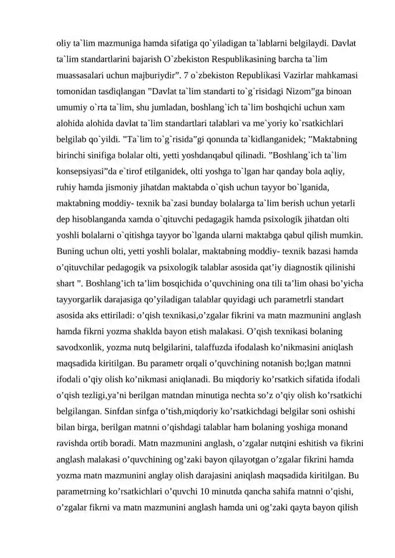 SULTONOVA MOHINUR's ONA – TILI O’QITISH METODIKASI FANIDAN KURS ISHI 4