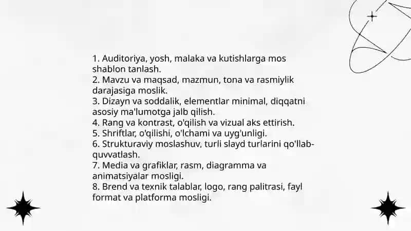 Standart shablonlar asosida taqdimotlar yaratish 4