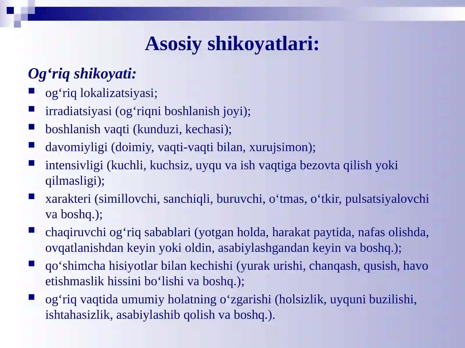 Xirurgik bemorlarni tekshirish usullari 4