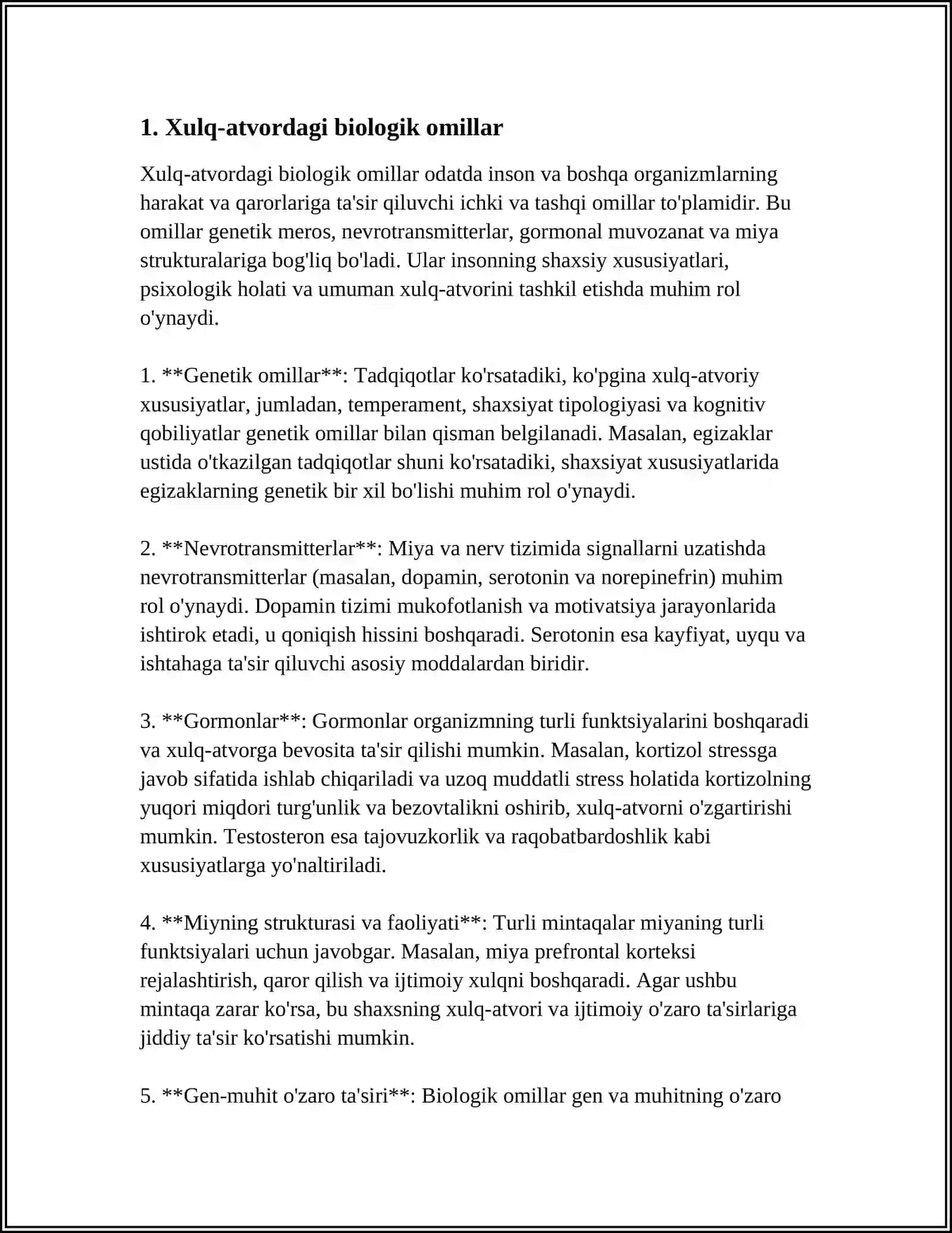 XULQI OG‘ISHGANLIKNING BIOLOGIK, PSIXOLOGIK, OILAVIY TARBIYA VA MAKTAB TA'LIMI BILAN BOG‘LIQ SABABLARI 4