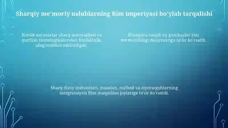 Qadimgi Rim meʼmorlik sanʼatida Sharq an'analarining taʼsiri 4