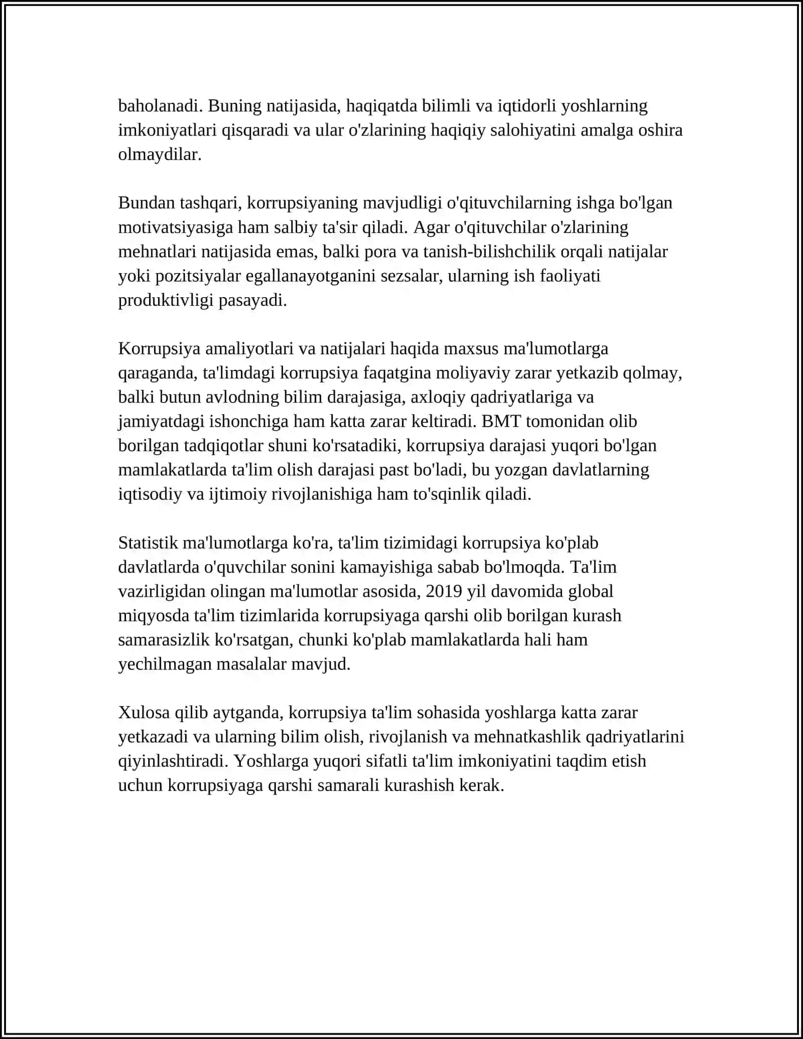 YOSHLAR KORRUPSIYAGA YOʻQ DEYDI 4