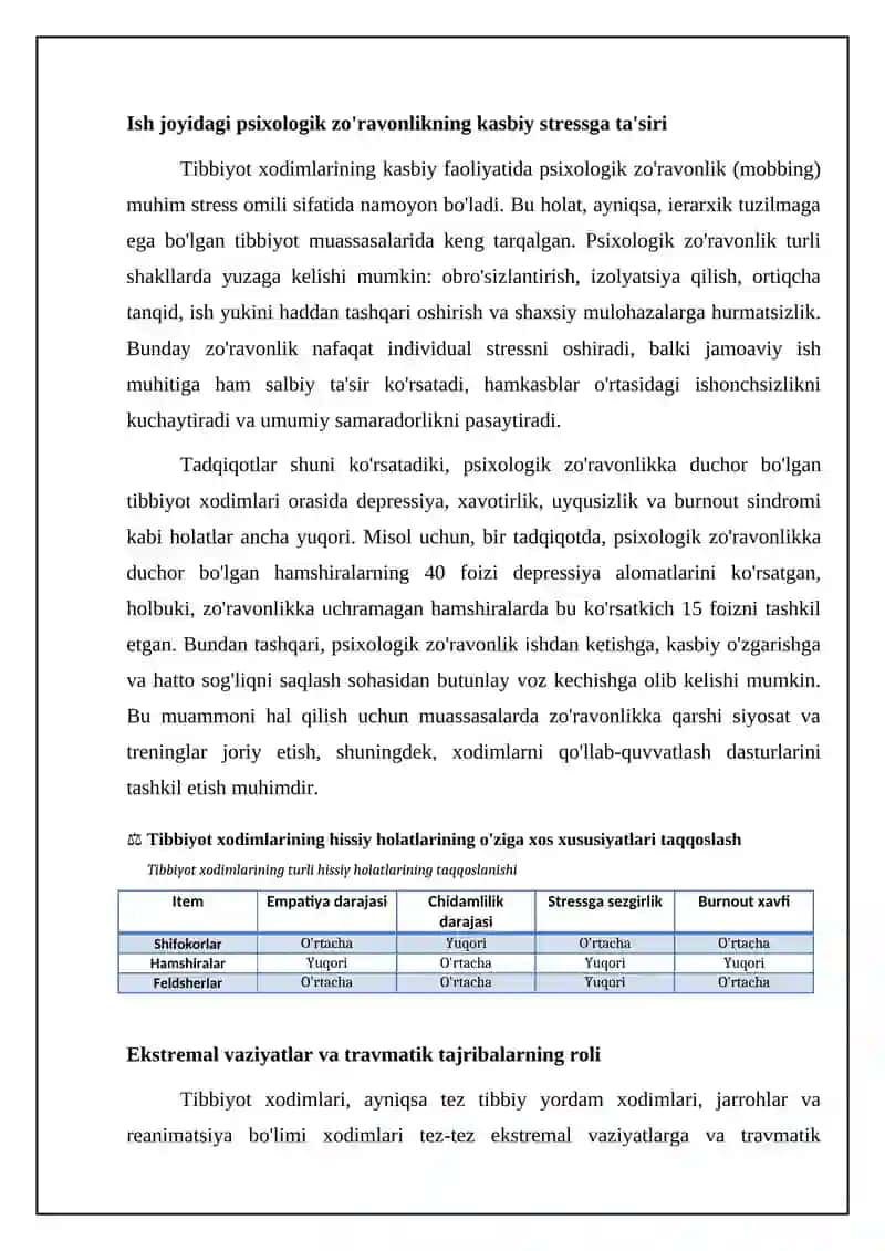Tibbiyot xodimlarida emotsional holatlarining oʻziga xosligi 4