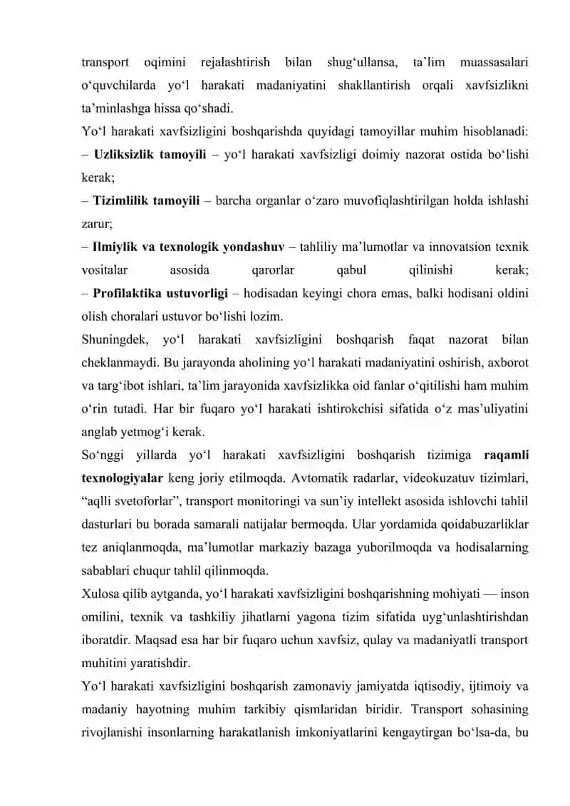 Yol harakati havfsizlgini boshqarishning tashkiliy mexanizmlari. Avtomototransport vositalaringning qayta jihozlash tartibi. 4