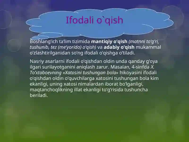 O’qish tехnikasini o’rgatish 4