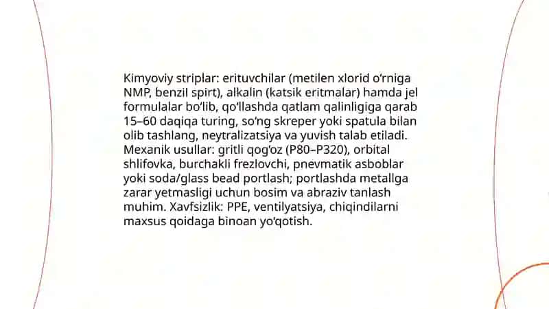 Avtomobil kuzovini bo‘yashga tayyorlash, bo‘yash materiallari va jihozlari 4