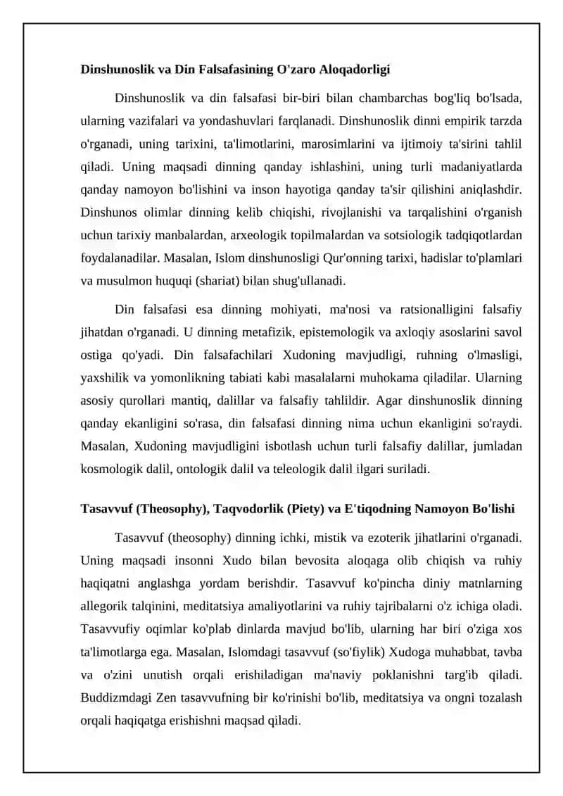 Dinshunoslik va Din Falsafasi: Asosiy Tushunchalar 4