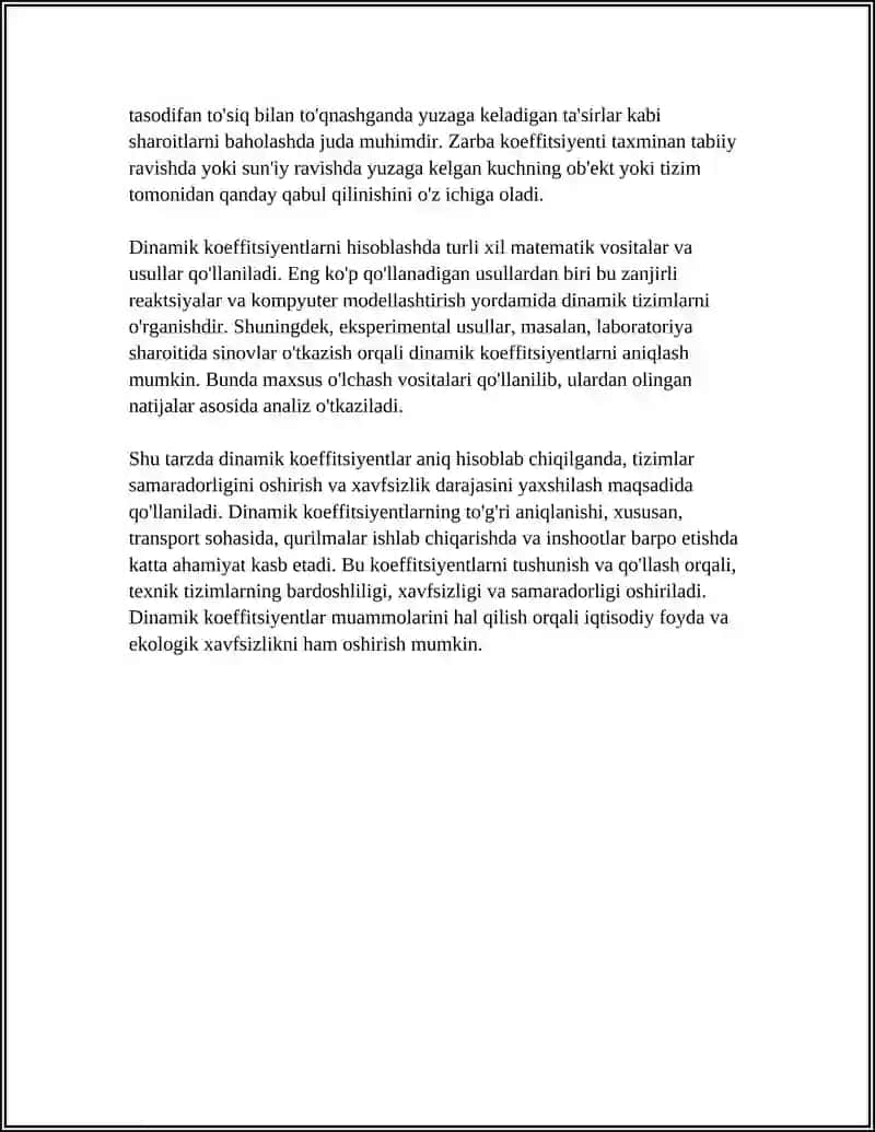 DINAMIK KOEFFITSENTLARNI HISOBLASH MUOMOLARINI HAL QILISH 4
