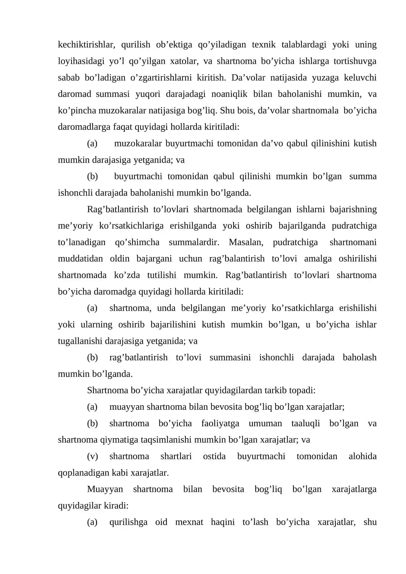 Qurilish shartnomasi bo’yicha daromadlarni tan olish 4