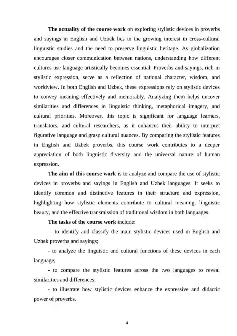 Stylistic devices in proverbs and sayings in English and Uzbek languages 4
