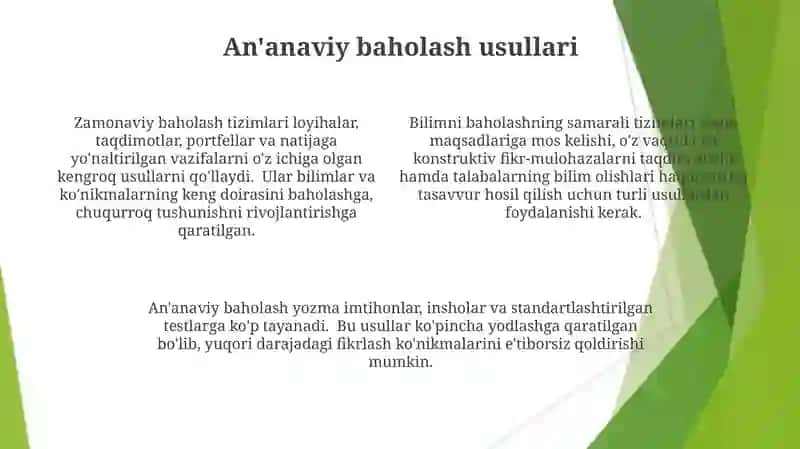 Bilimlarni baholovchi tekshirish tizimlari 4