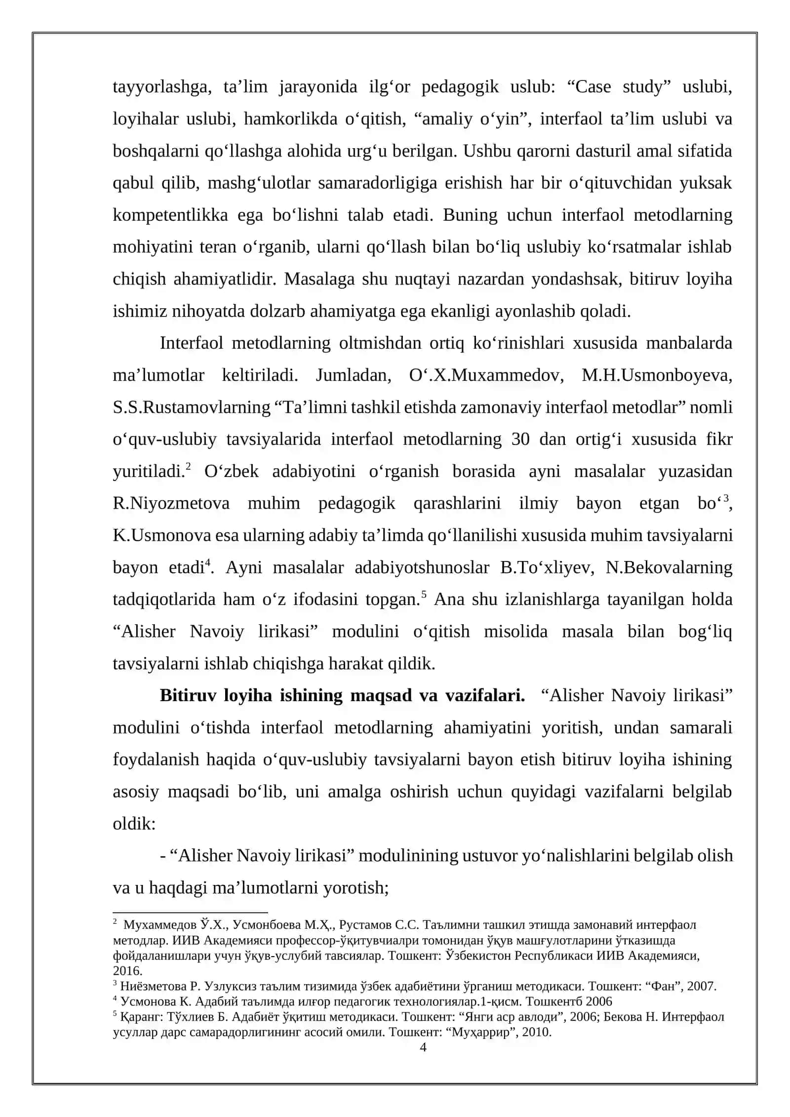 Alisher Navoiy lirikasi modulini o‘qitishda interfaol metodlardan foydalanish 4