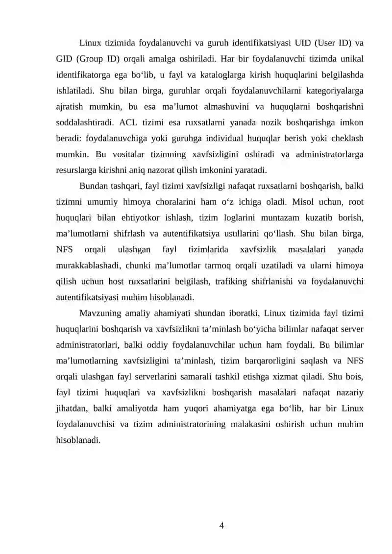 Fayl tizimi huquqlarini o‘zgartirish va xavfsizligini ta’minlash 4