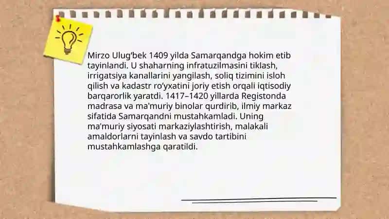 Mirzo Ulugʻbek - davlat arbobi va buyuk olim 4
