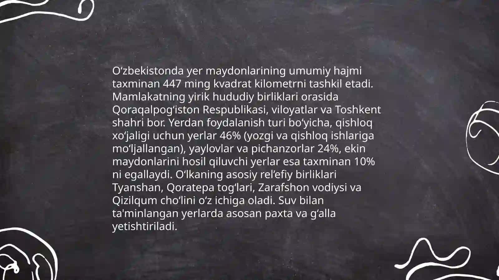 Ozbekiston Respublikasi yer fondi va tuproqlarini tavsiflash hamda ularning osimliklar dunyosi togrisida taqdimot tayorlash 4