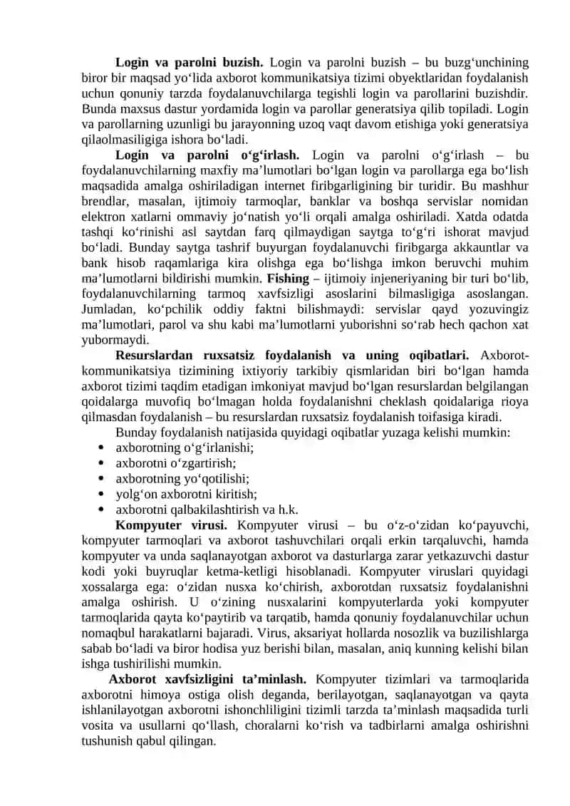 Axborot xavfsizligini ta’minlash usullari 4