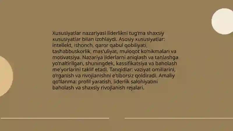 Liderlikka oid nazariyalar 4