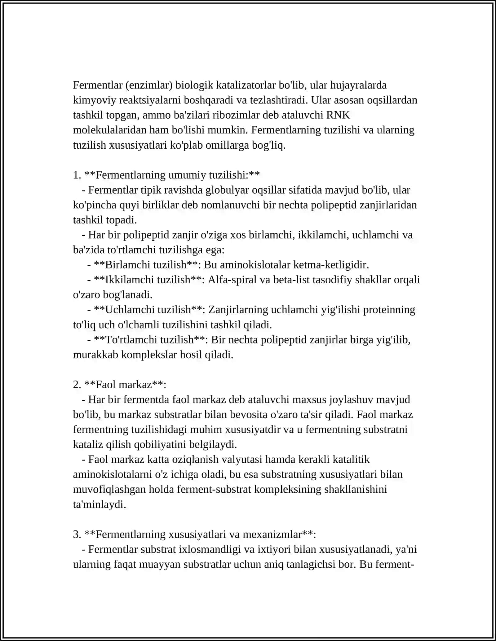 FERMENTLARNING UMUMIY XUSUSIYATLARI VA KINETIKASI 4
