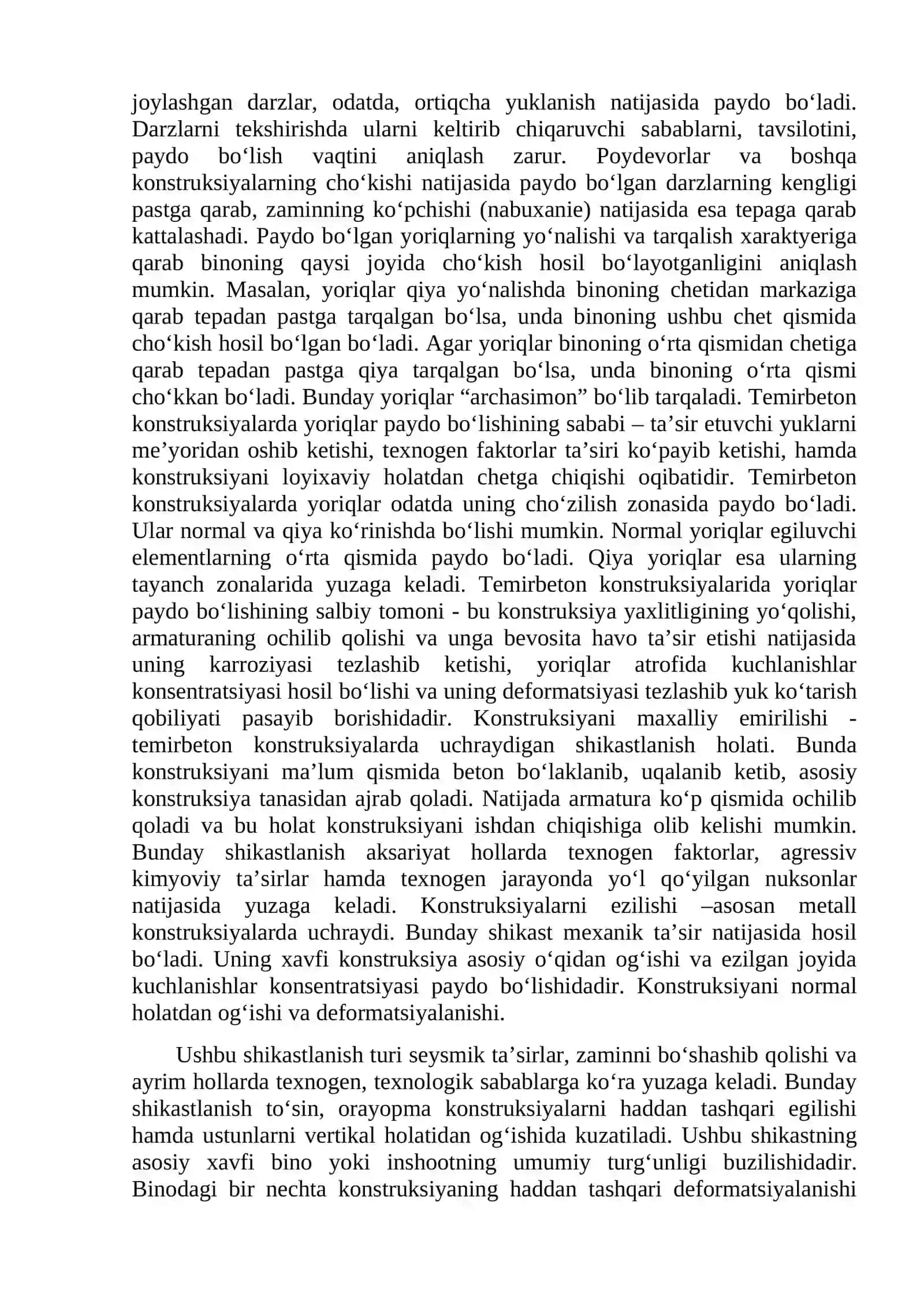 BINO VA INSHOOTLARNI AVARIYA HOLATIGA OLIB KELUVCHI SABABLARNI O'RGANISH 4