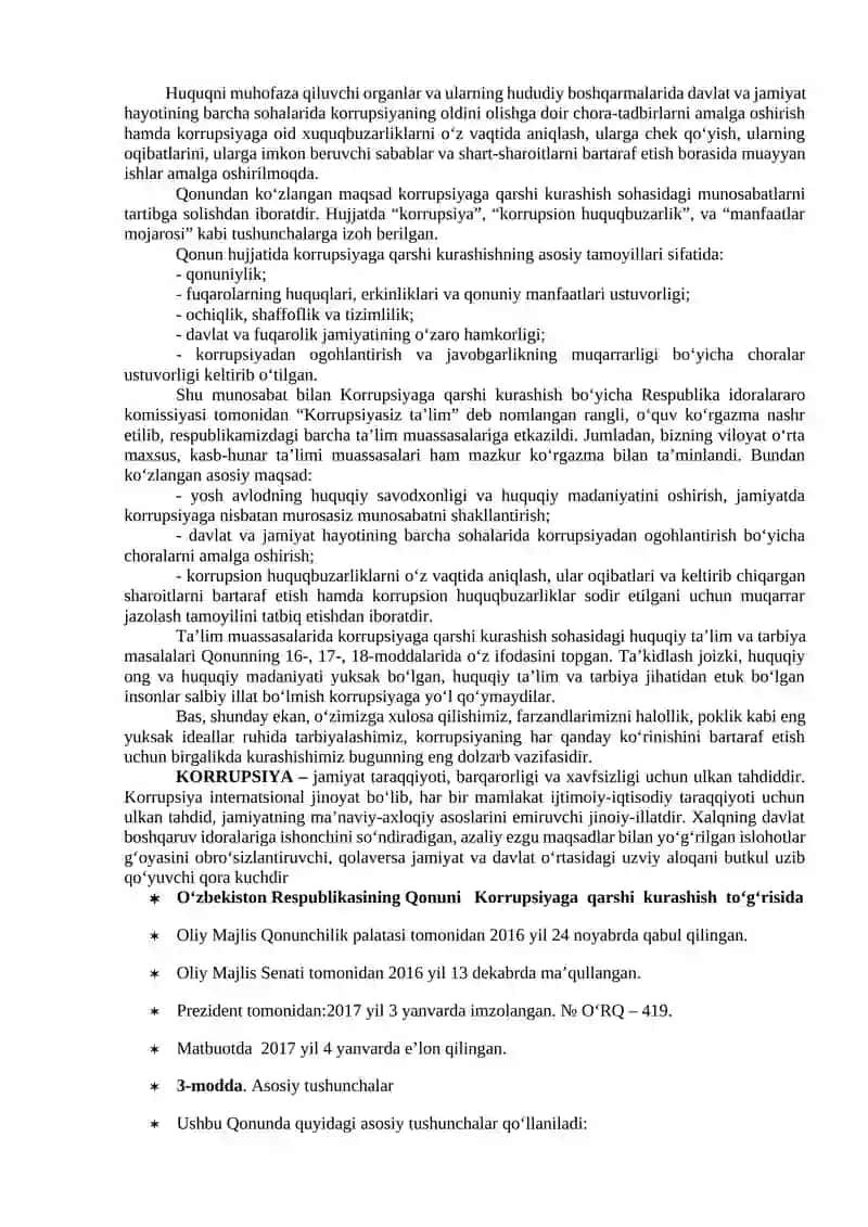 O‘zbekistonning korrupsiyaga qarshi kurash siyosati 4