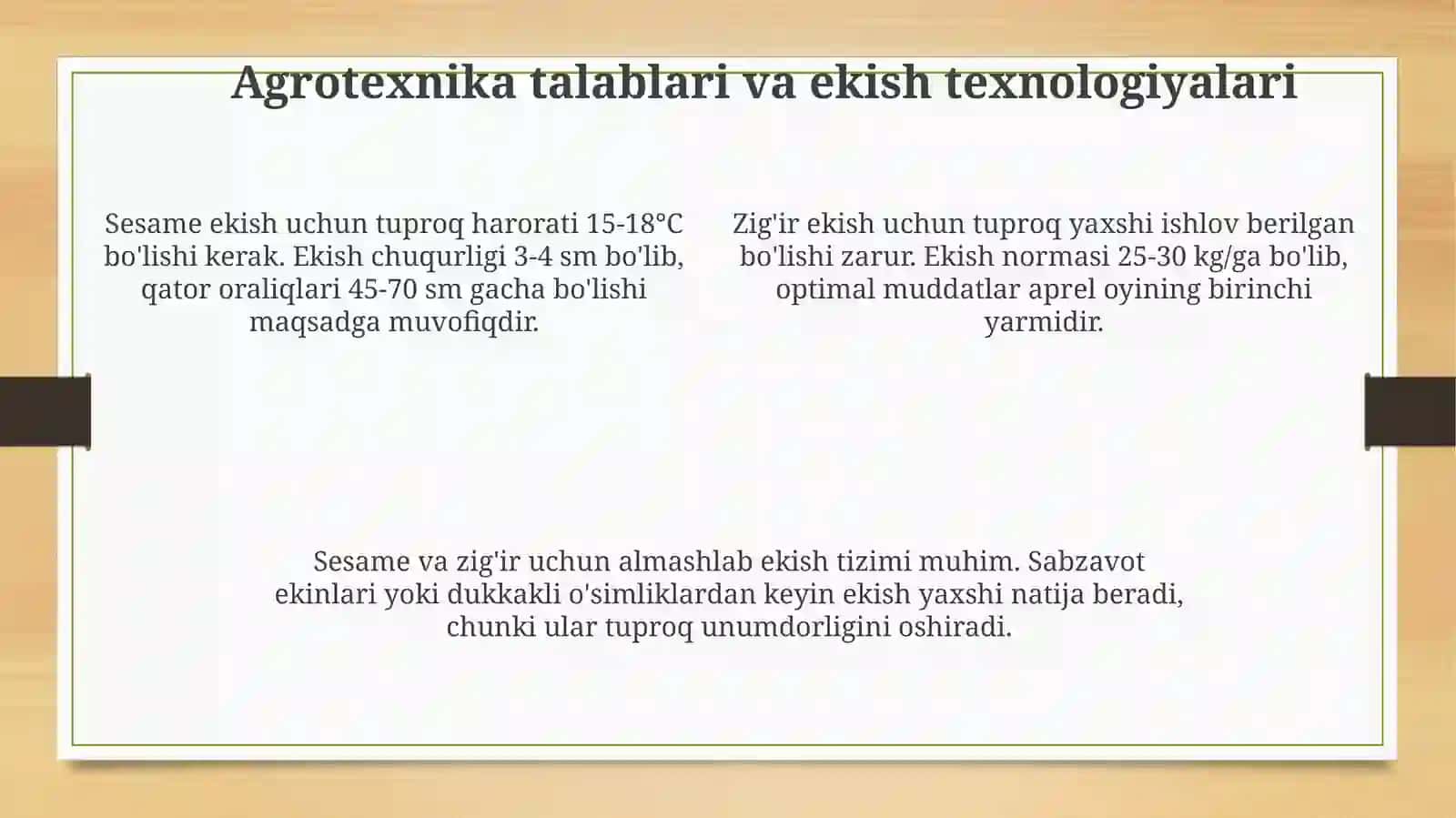 Kunjut va zig‘ir o‘simligining ahamiyati va yetishtirish texnologiyalari 4