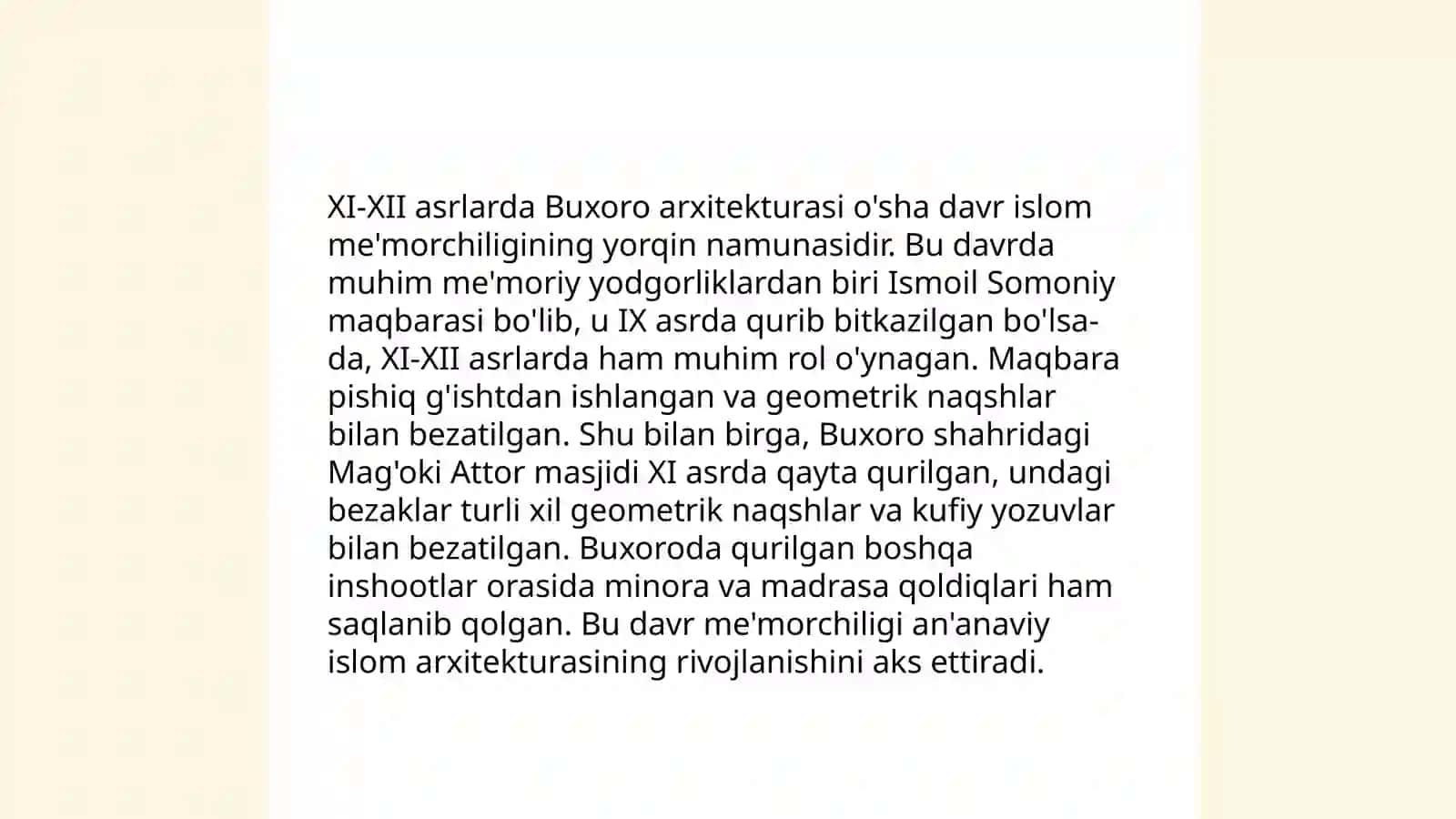 XI XII asrlarda shaharsozlik anʼanalari va meʼmorchilik uslublari 4