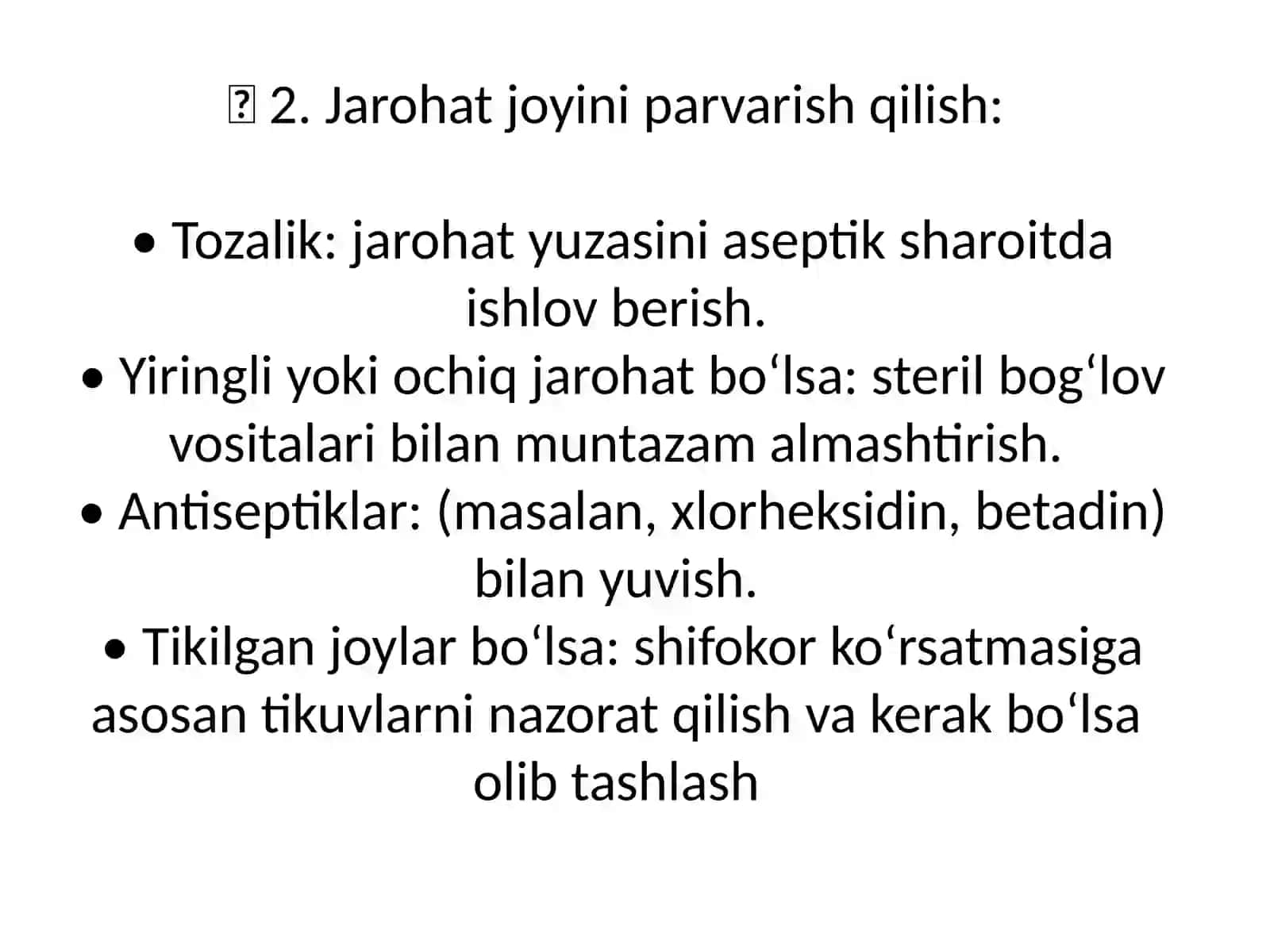 №4 Yuz-jag’ jarrohligi bo‘limining yuz-jag’ sohasijarohatlangan bemolarni parvarish qilish 4