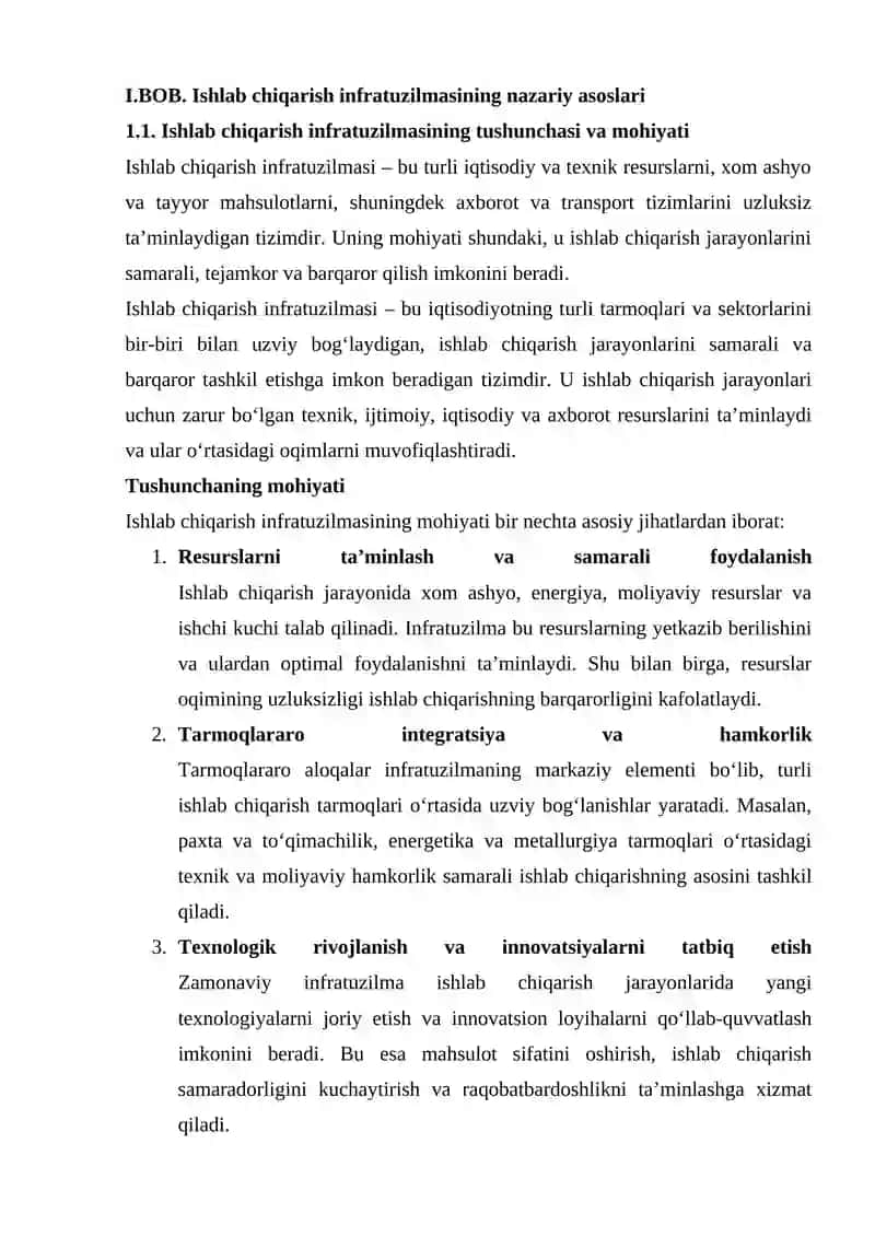 Ishlab chiqarish infratuzilmasining tarmoqlararo aloqalari 4