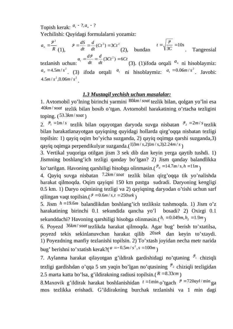Ilgarilanma va aylanma harakat kinematikasi 4