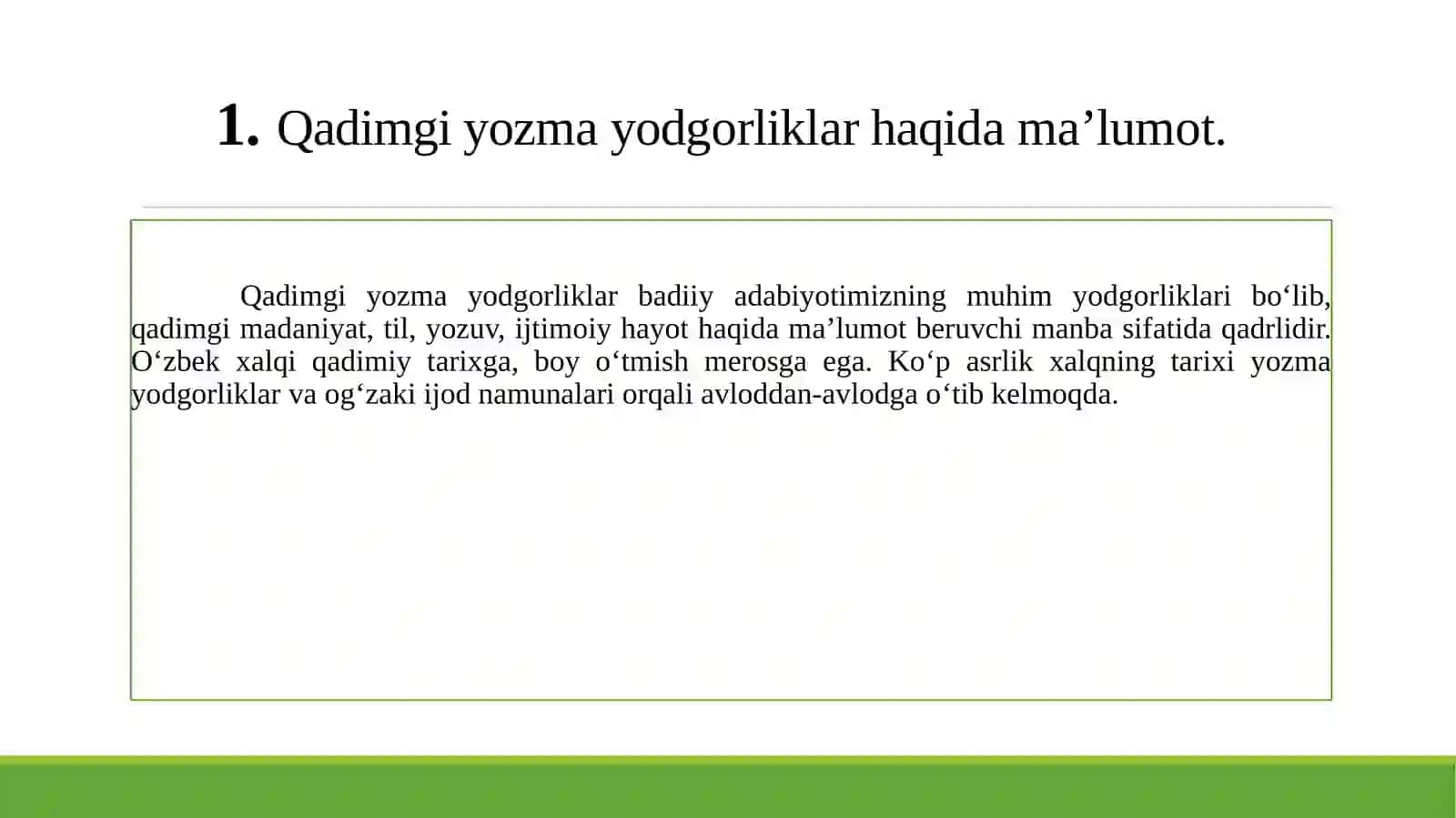 O‘ZBEK ADABIYOTINING QADIMGI MANBALARI 4
