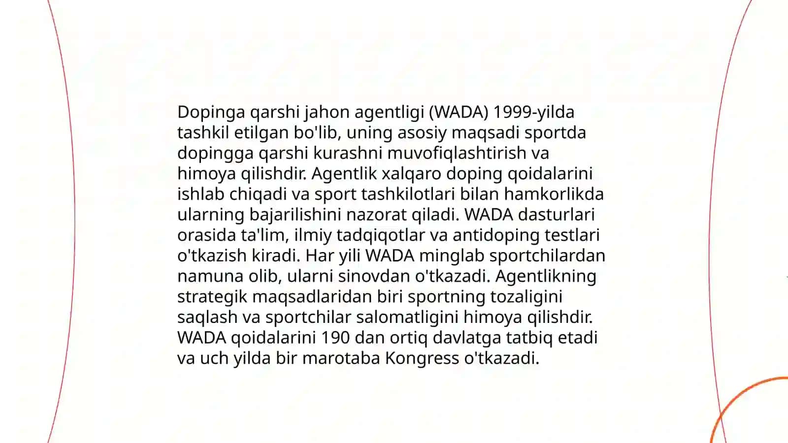 Butunjahon Antidoping Agentligi (WADA)ning tashkil etilishi 4
