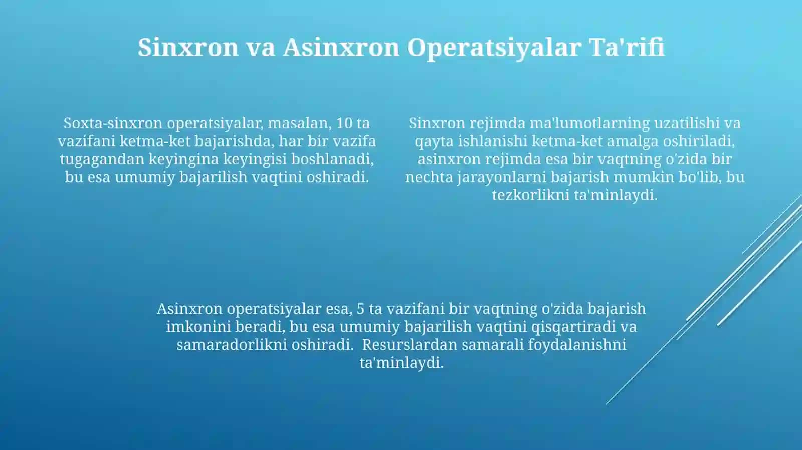Sinxron va Asinxron Operatsiyalar 4