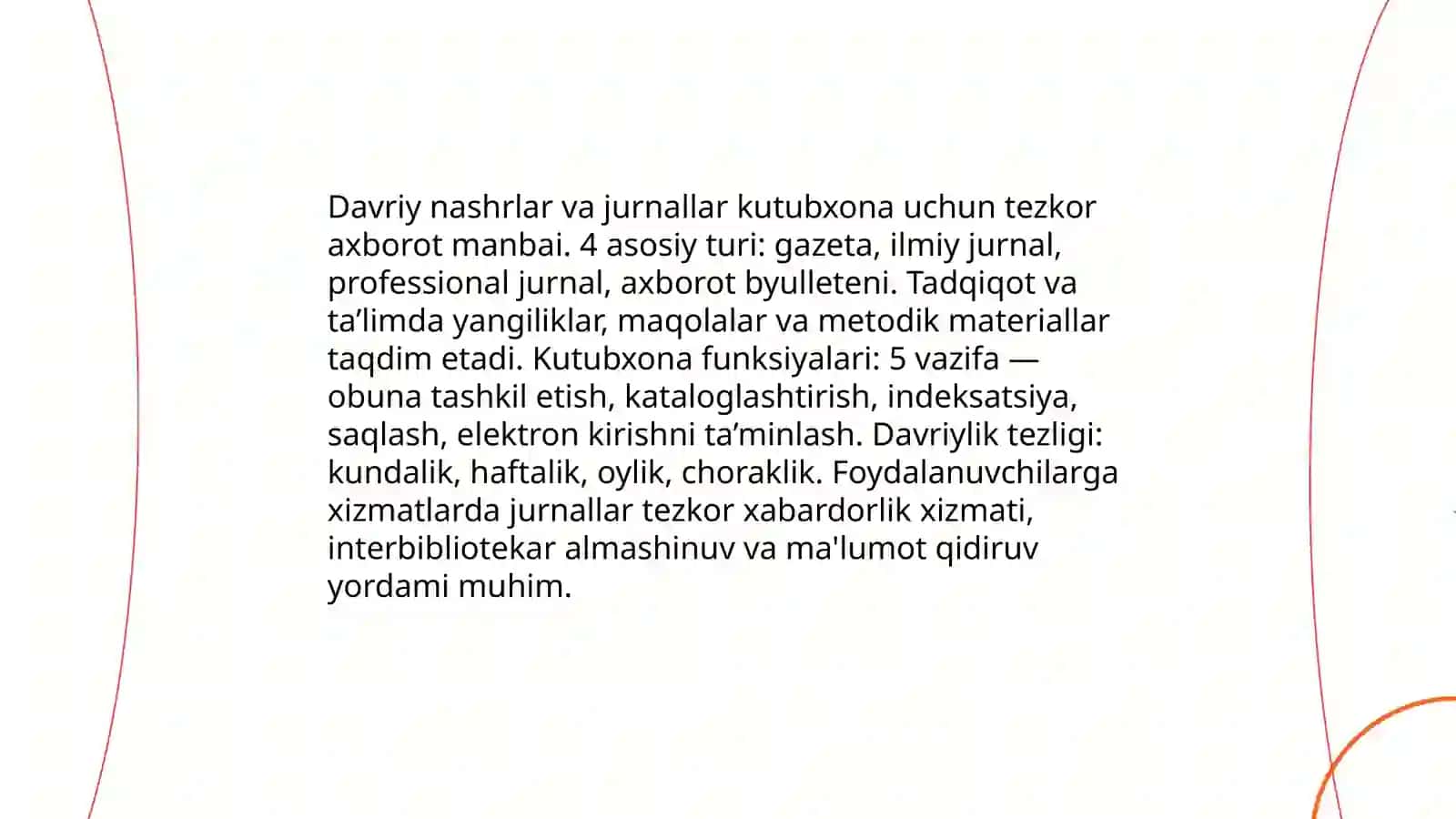 Foydalanuvchilarga kutubxona axborot xizmat ko'rsatishning asosiy ma'lumot manbalar 4