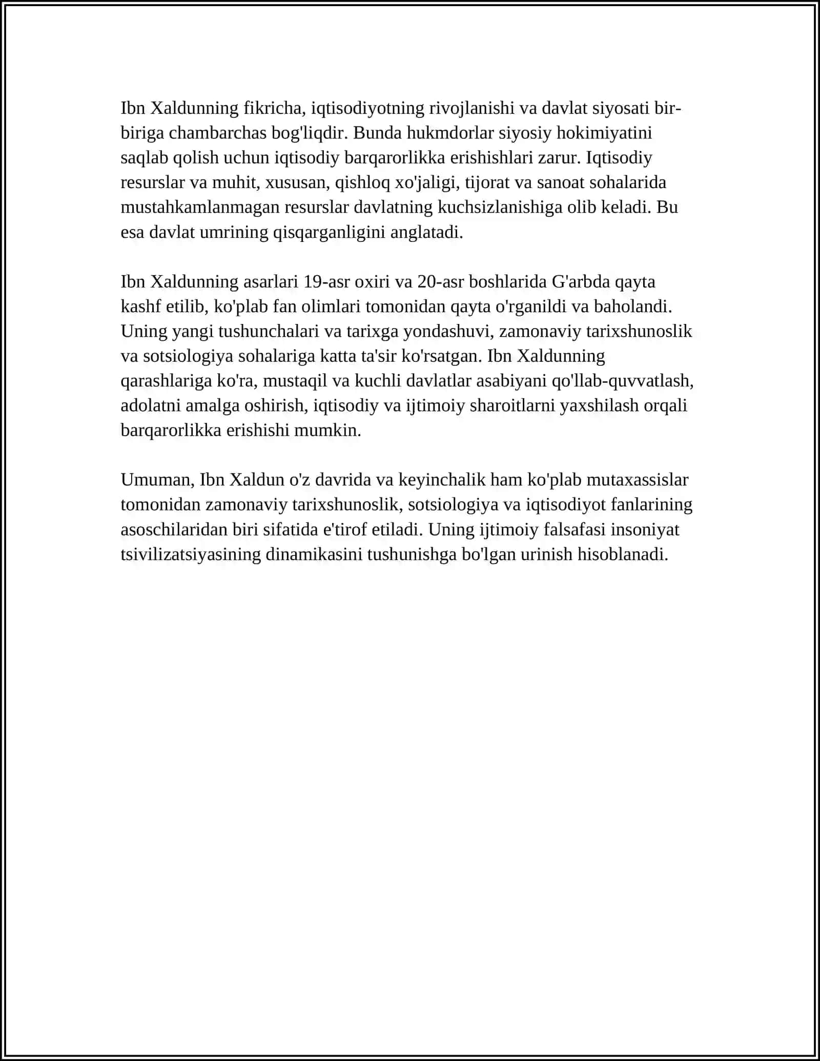 IBN XALDUNNING IQTISODIY FIKRLARI 4