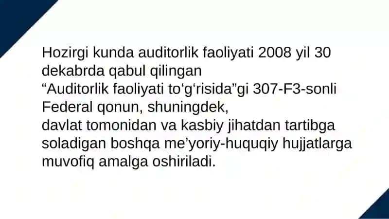 Auditorlik faoliyatini tashkil etishning Xorij tajribasi 4