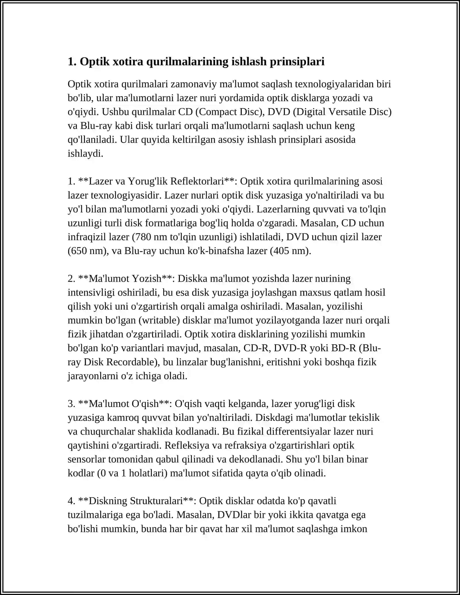 OPTIK XOTIRA QURILMALARI VA ULARDAN FOYDALANISH 4
