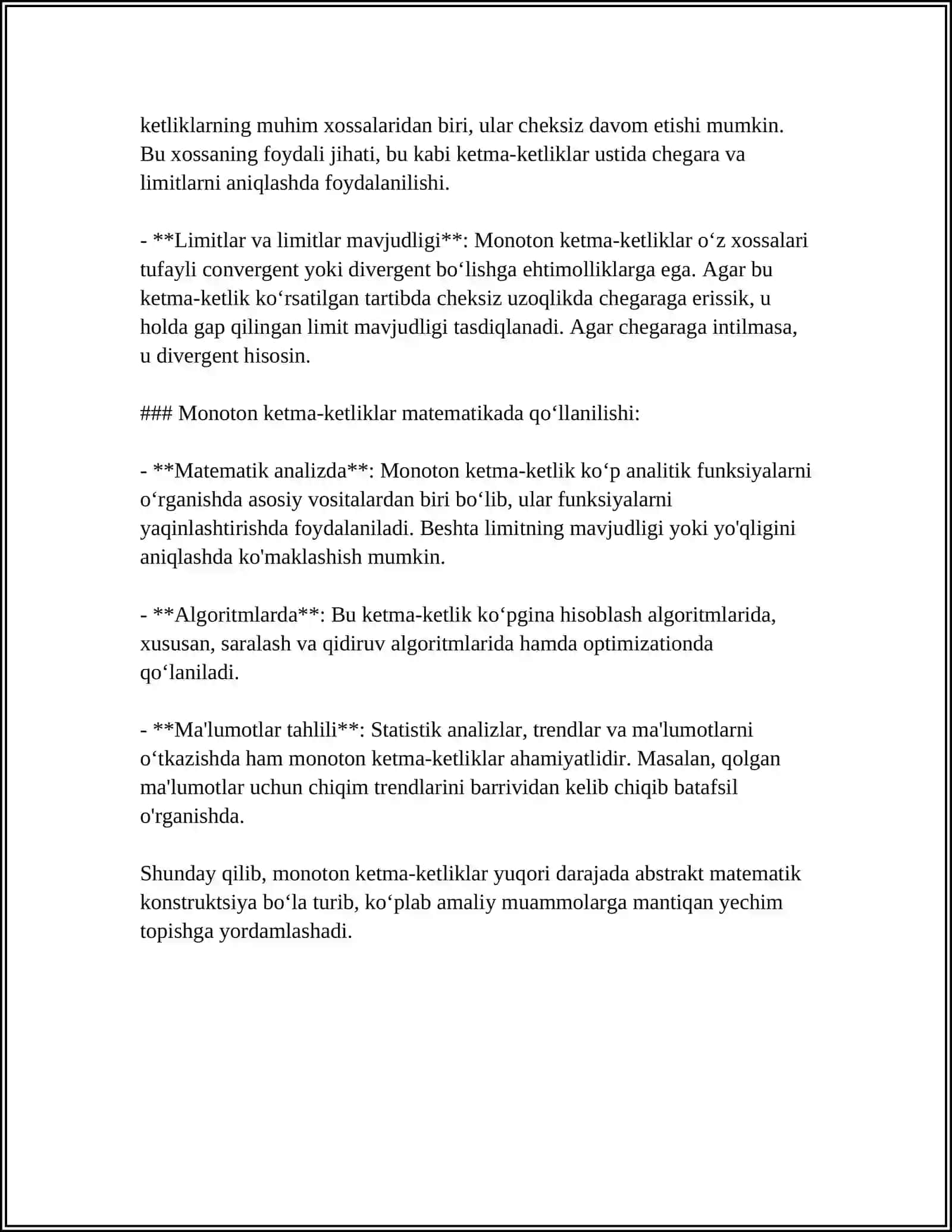 MONOTON KETMA-KETLIKLAR HAQIDAGI VEYERSHTRASS TEOREMASI 4