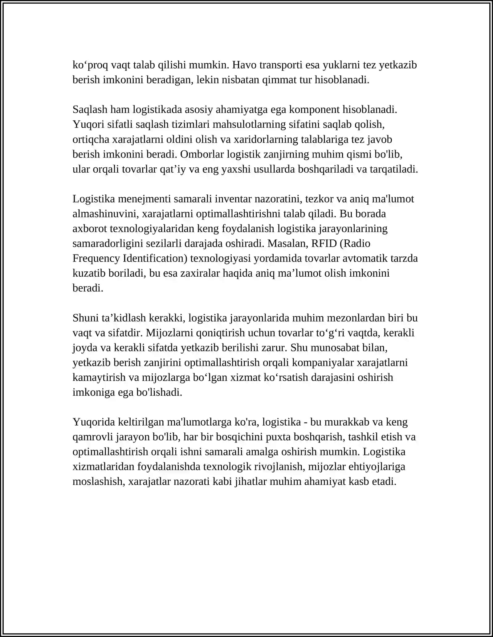 LOGISTIKA ASOSLARI 4