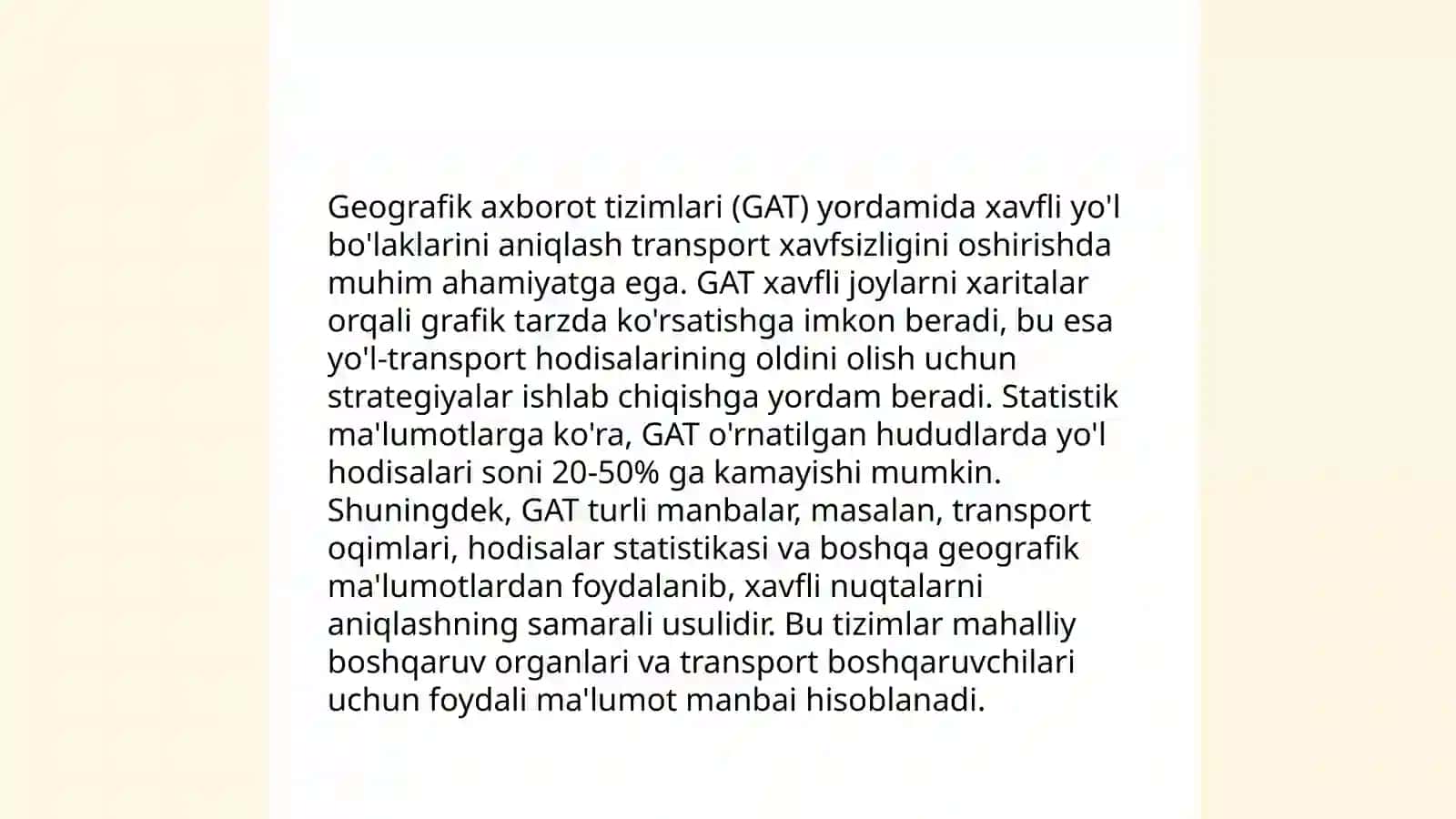 Havfli Yo'l Bo'laklarini Aniqlash Usullari 4