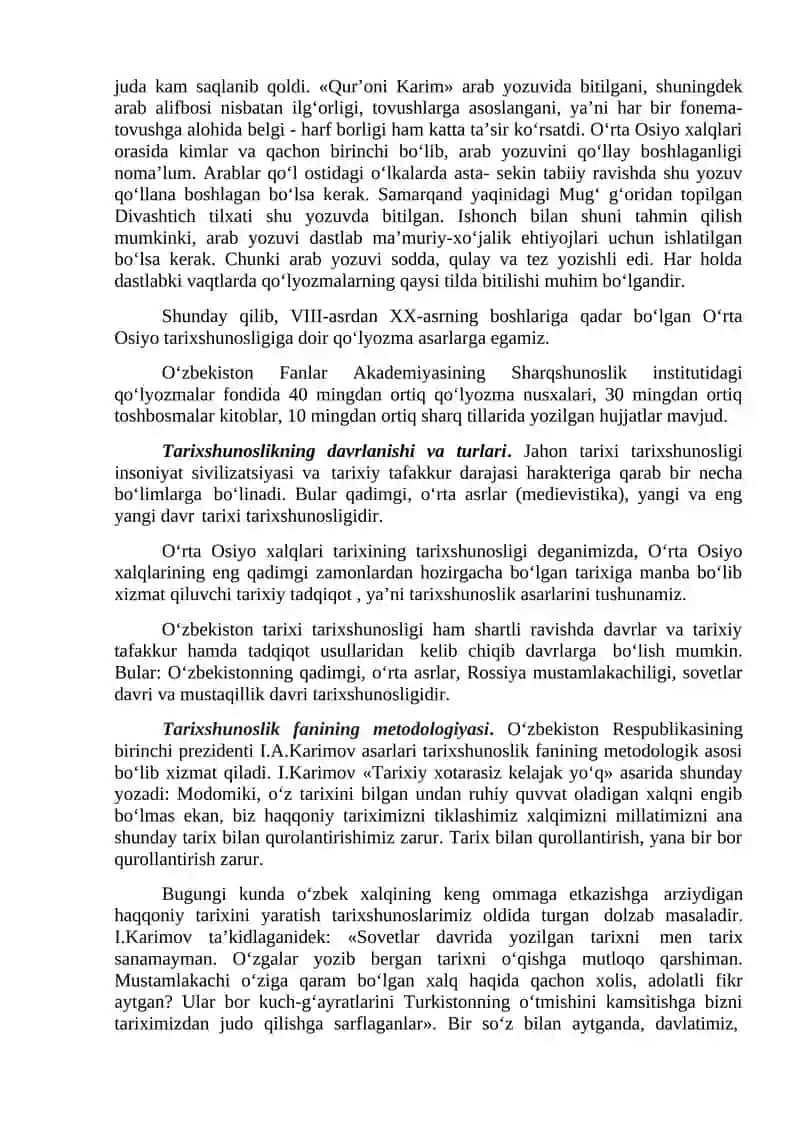 TARIXSHUNOSLIK FANI, UNING MAQSAD VA VAZIFALARI HAMDA METODLARI 4