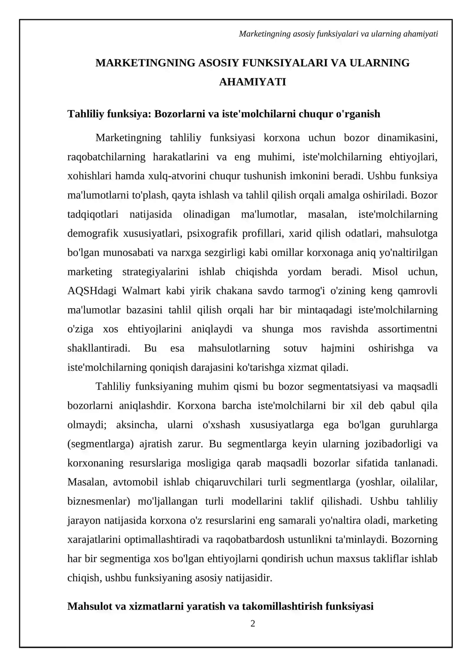 Marketingning funksiyalari, vazifalari va tamoyillari 4